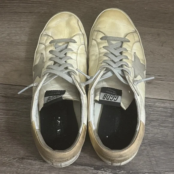 Golden Goose Tan and White Classic Star Sneakers - Picture 11 of 12